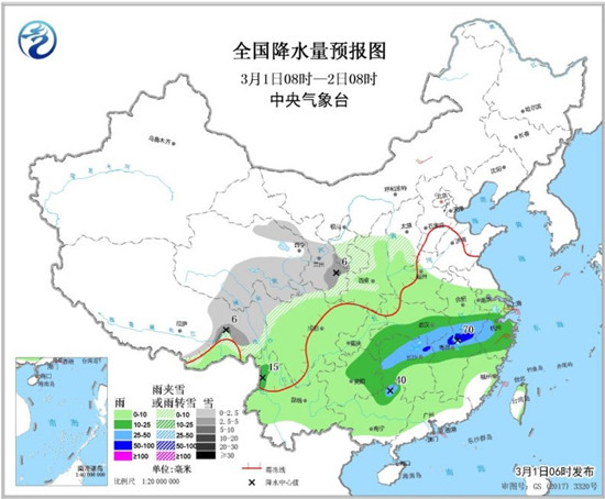 南方地区持续阴雨  西藏和西北地区中东部有降雪