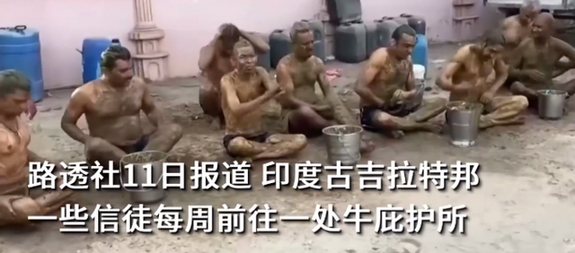 印度民众全身涂满牛粪抵御新冠 没有任何科学证据